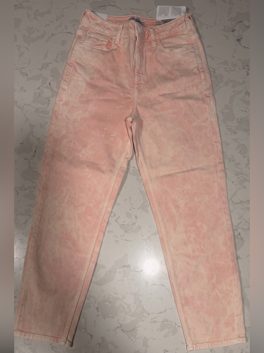 Guess High-Rise Pink Marble Wash Jeans